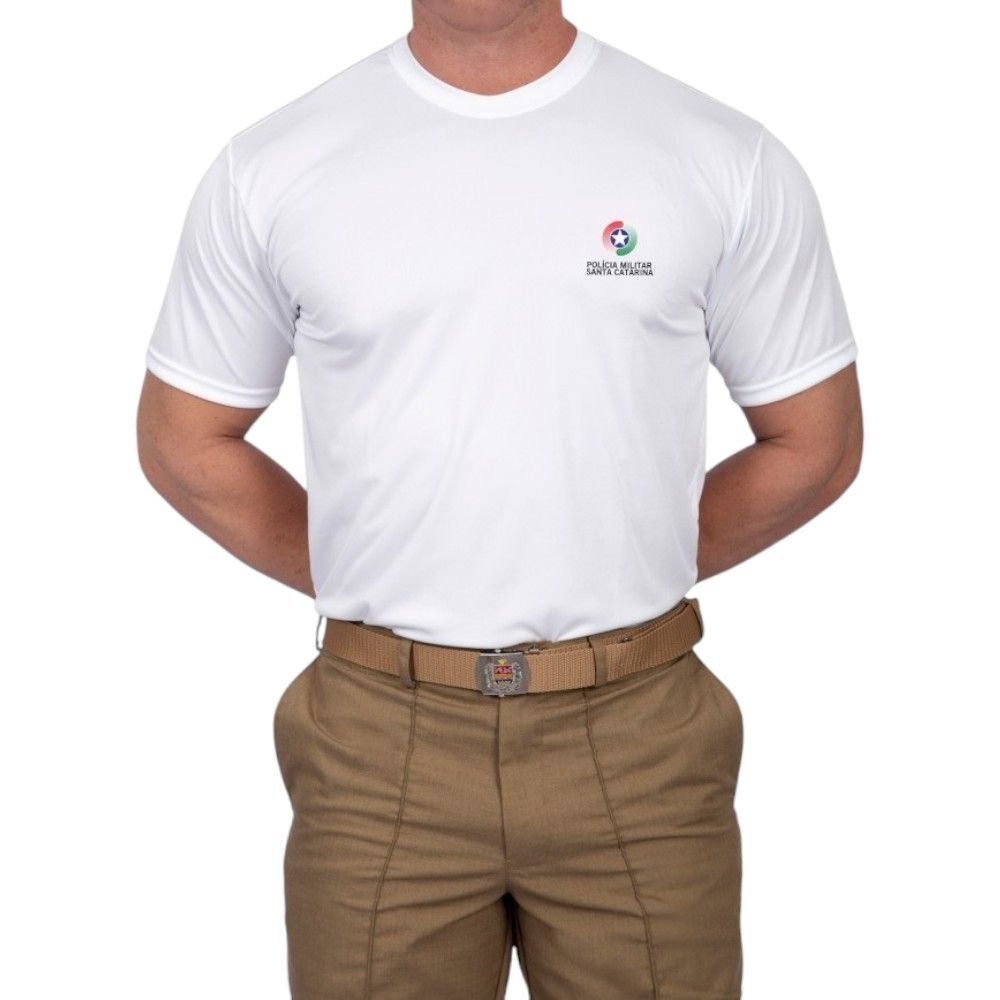 Camiseta PMSC com Brasão Poliamida - Branca - Tam. M