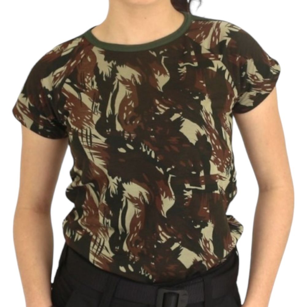 Camiseta Feminina Baby Look - Camuflado Exército - Tam M