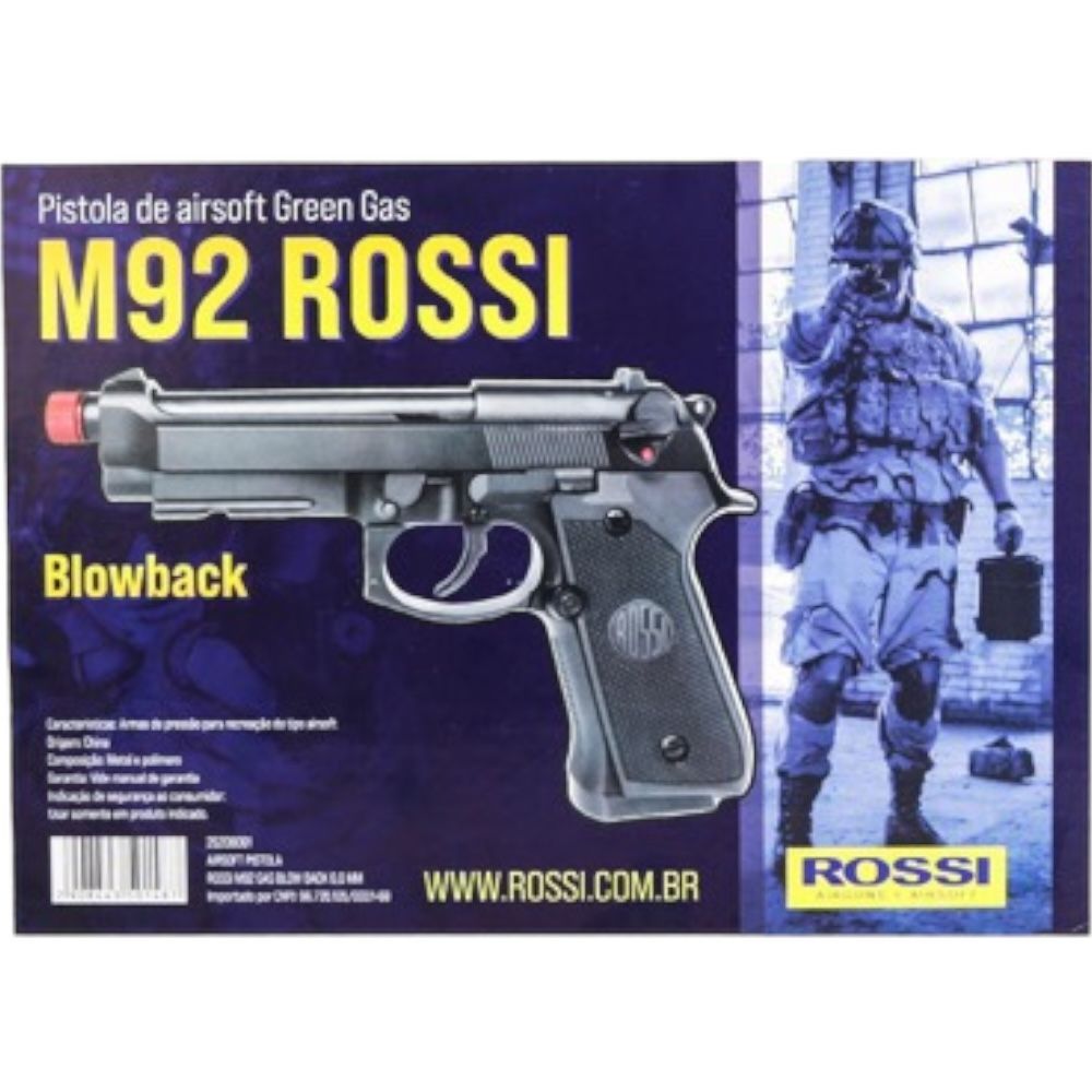 Pistola Airsoft Rossi M92 GBB Blowback Full Metal - CB415