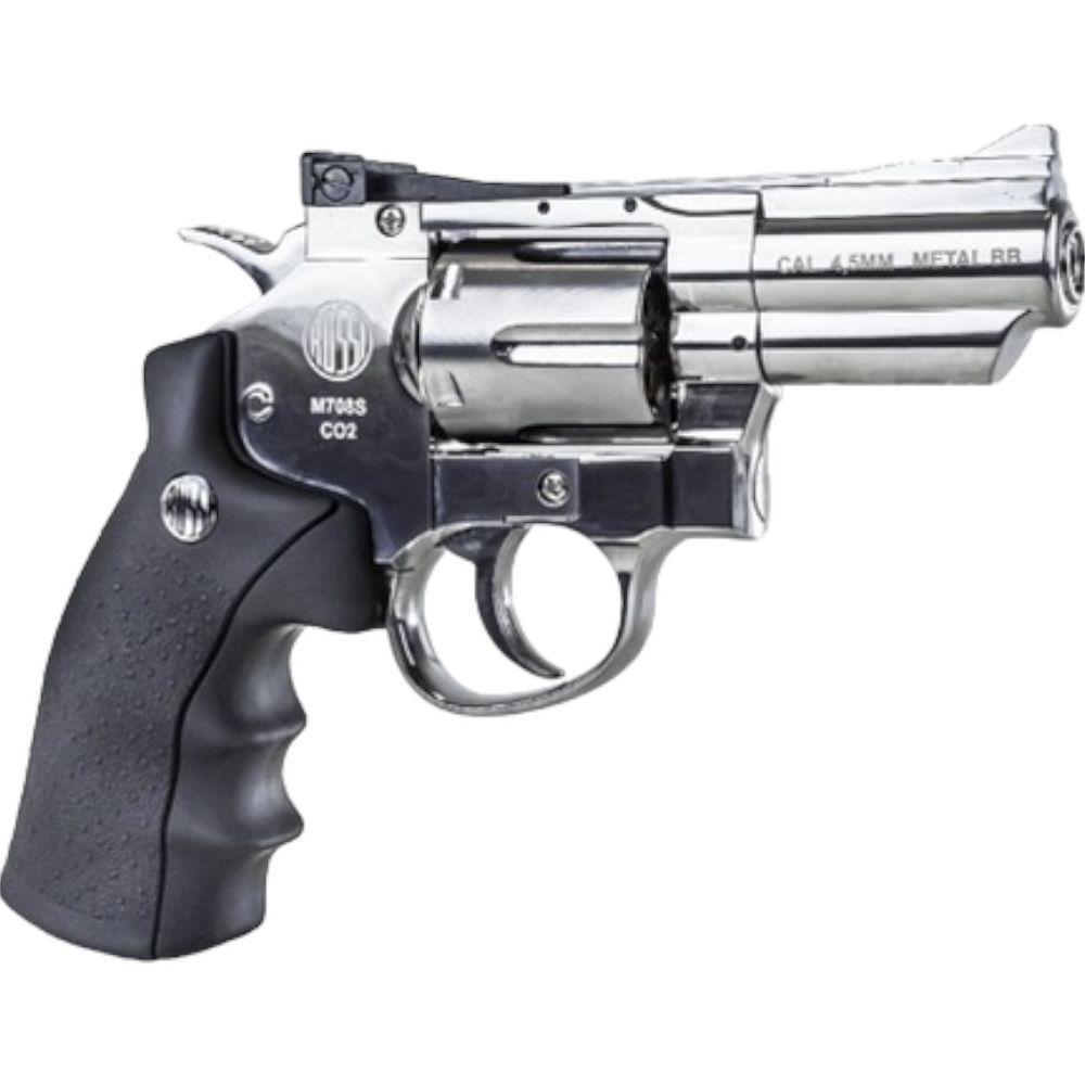 Revolver Pressão Wingun 708S Co2 2Pol 4,5mm Full Metal Niquelado - CB521