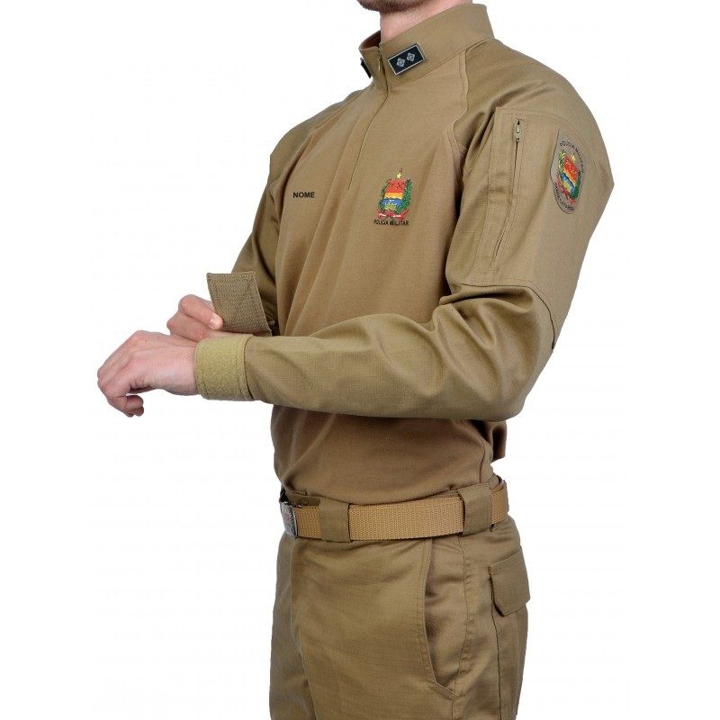 Camisa de Combate Oper. Masculina Oficial Caqui PMSC - Flex XGG